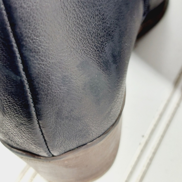 Crown Vintage Beatrix Black Leather Slip On Block Heel Ankle Boots D937 - Picture 11 of 12